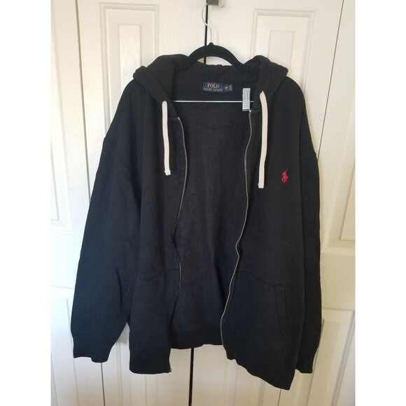 Polo Ralph Lauren full zip hoodie hooded sweatshirt black 2XLT 2X tall XXL - Picture 3 of 10